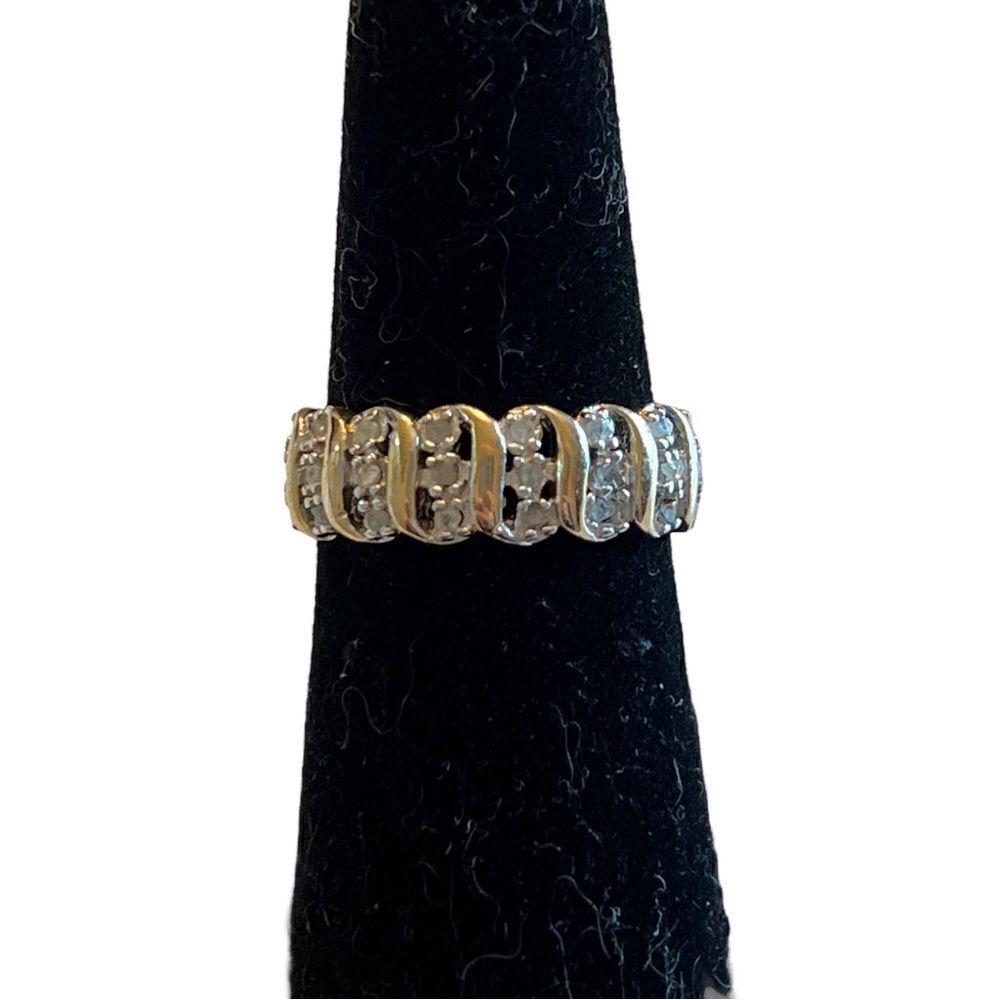 Victoria Townsend Rose-Cut Diamond "S" Ring in 18k Gold Over Sterling Silver New